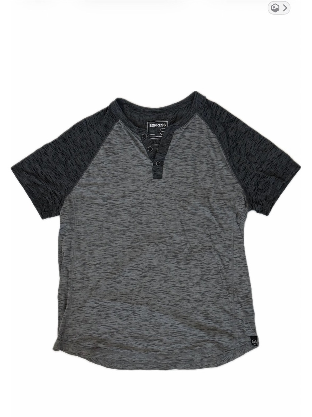 Express Gray & Charcoal Henley Raglan Tee